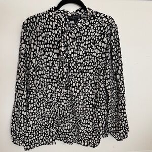 Eloquii Dotted Tie Neck Button-Up Shirt